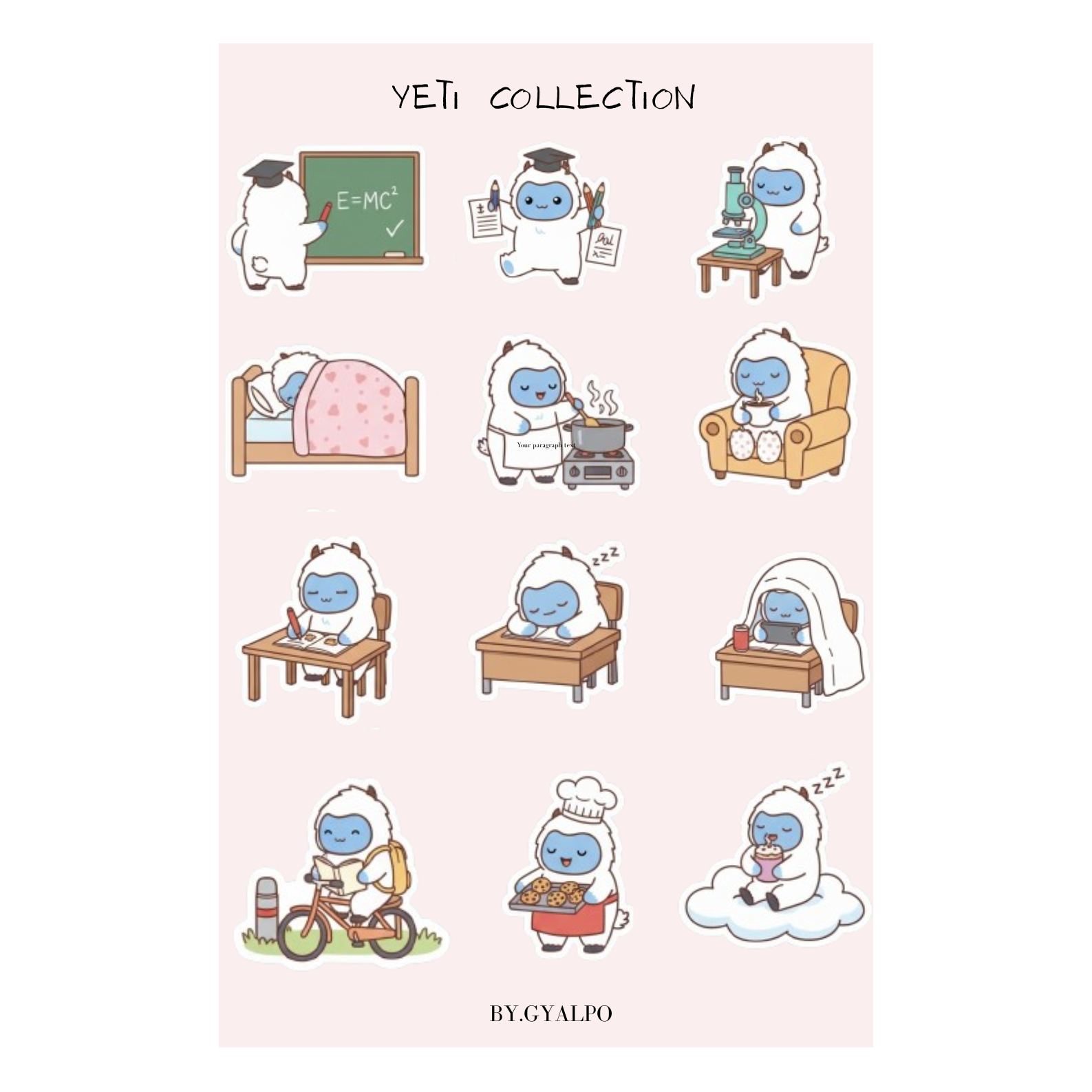 The Daily Life of a Yeti Sticker Sheet