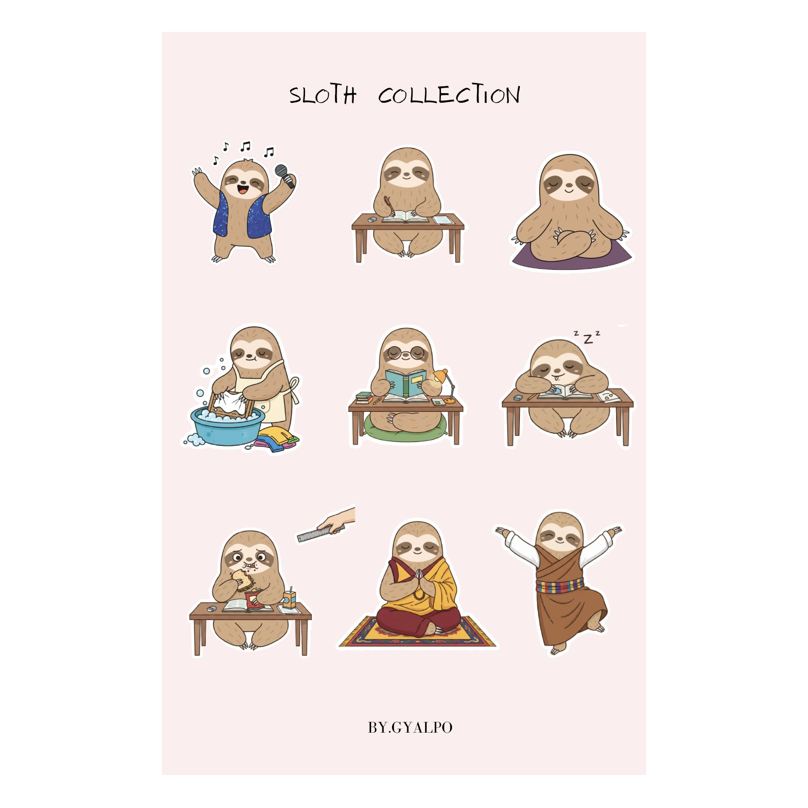 "The Slow Life" Sloth Sticker Sheet